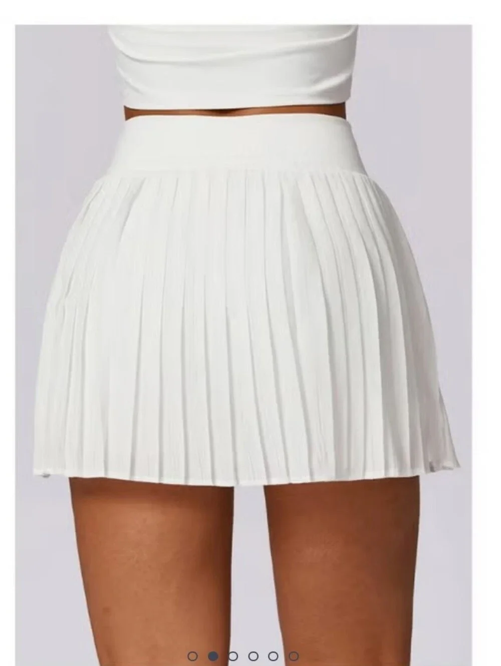 ALO Yoga White Pleated Mini Skirt